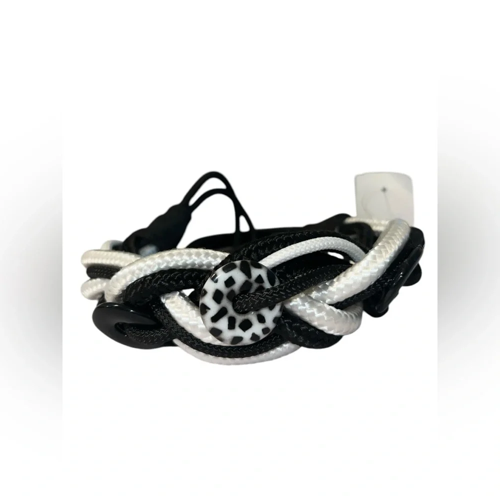 Black And White Rope Belt With Buttons Size Large